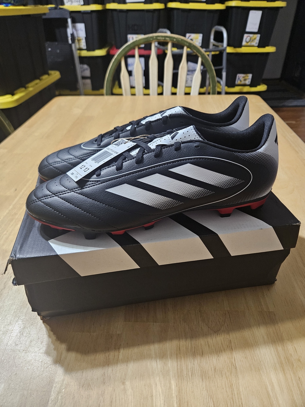 Adidas Goletto IX FG/MG Soccer Cleats Blk Wht Red IH7702 NWT Mens 12 /Wmns 13